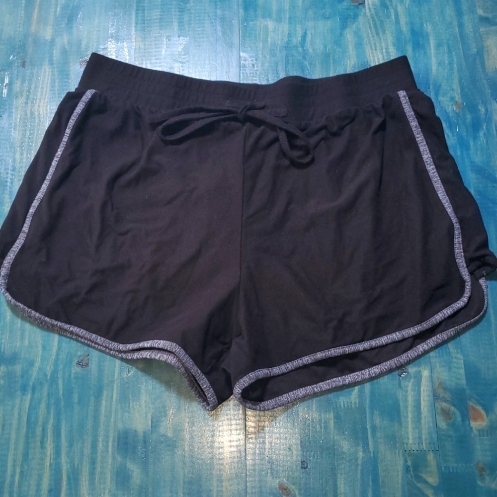 Black Athletic Shorts with Grey Trim Large